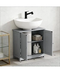 Sillysis 23.5 Inch Under Sink Bathroom Cabinet, Mdf Vanity with Adjustable Shelf for Pedestal Storage