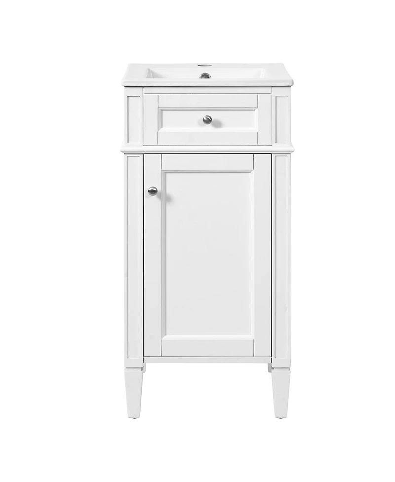 Sillysis 16 Inch French Modern Freestanding Bathroom Vanity with Ceramic Sink and Soft Close Door for Small Bathroom Spaces
