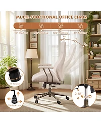 Xizzi High Back Ergonomic Office Chair, Swivel Suede Desk Chair with Lumbar Support, Height Adjustable Modern Executive Computer