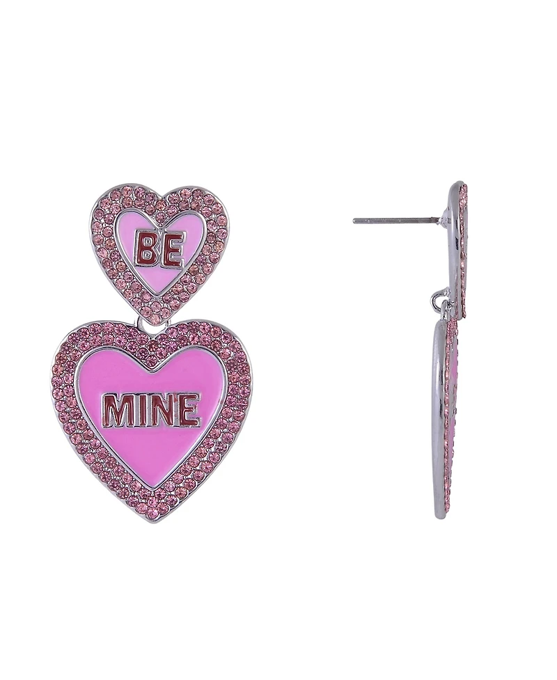Hallmark Be Mine Pink Enamel Conversation Heart Earrings
