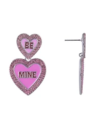 Hallmark Be Mine Pink Enamel Conversation Heart Earrings