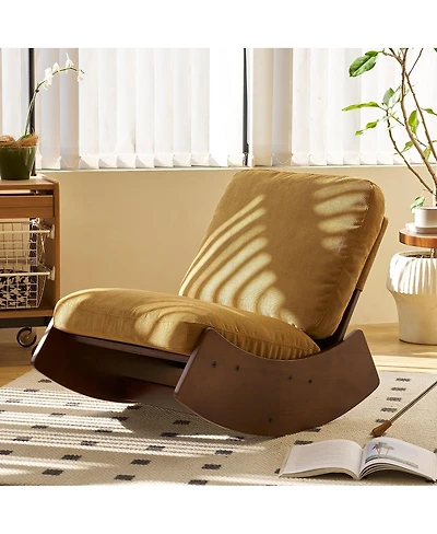 Flynama Corduroy-Wood Comfortable Glider Rocking Chair Furniture