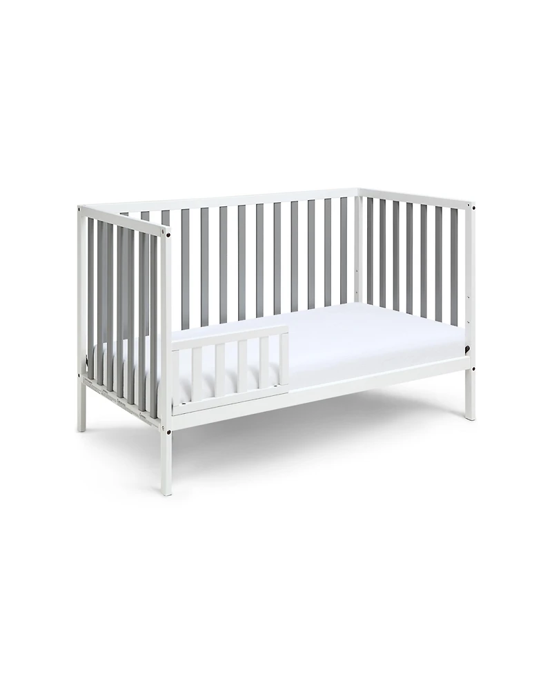 flynama White and gray two tone 3 in 1 convertible island crib with modern classic design crisp clean lines and harmonious look for baby nursery