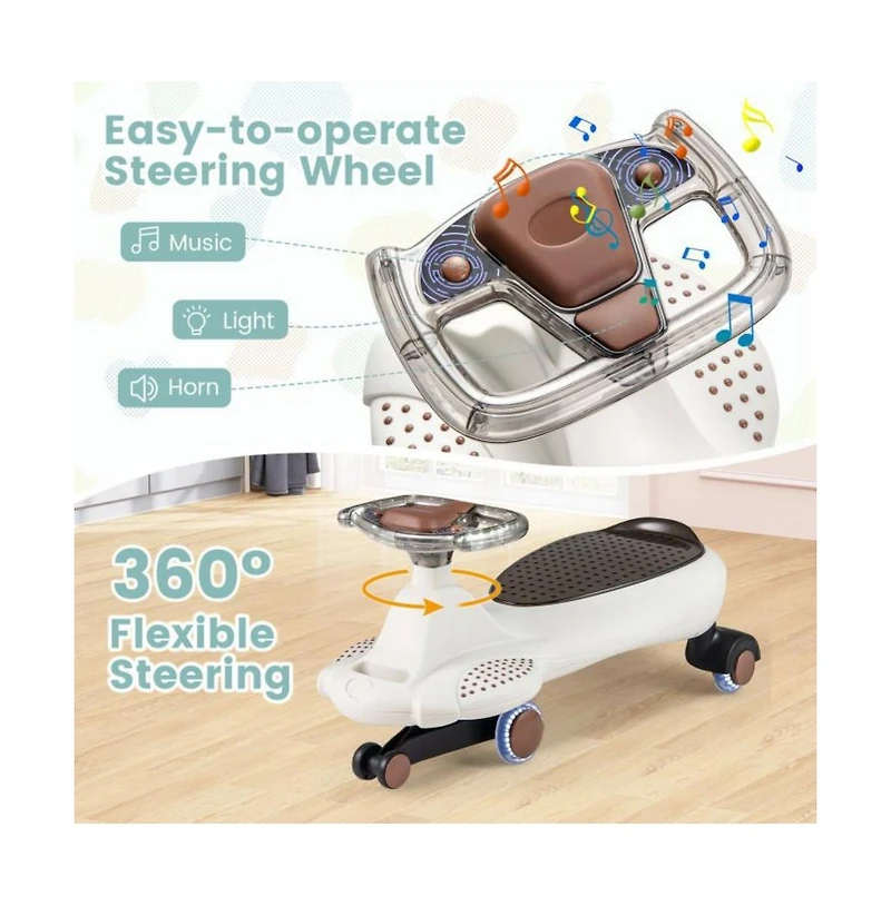 Hongge Wiggle Car with Hauling Rope Ride on Toy with Under-Seat Storage