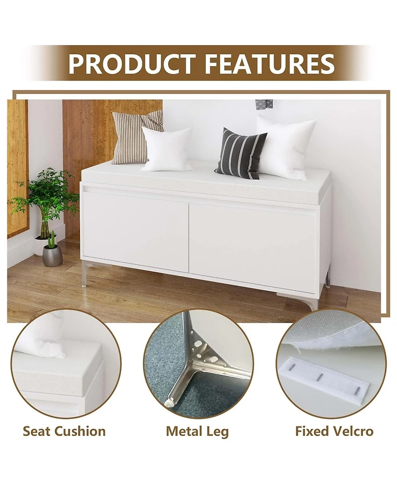 Rainsken Wall-Mounted Entryway Shelf with Hooks and Storage Bench Set for Entryway, Hallway, Living Room, Bedroom