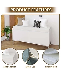 Rainsken Wall-Mounted Entryway Shelf with Hooks and Storage Bench Set for Entryway, Hallway, Living Room, Bedroom