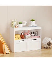 Rainsken Kids Bookshelf and Toy Storage Organizer with Drawers and Shelves, Toddlers Bookcase for Nursery, Playroom and Bedroom