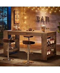 Tribesigns 63 Inch Counter Height Bar Table with Storage Shelves, Farmhouse High Top Pub