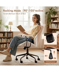 Xizzi Mid Back Ergonomic Office Chair, Swivel Suede Desk Chair with Lumbar Support, Height Adjustable Modern Executive Computer