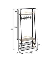 gaomon Hall Tree 4-In-1 Entryway Coat Rack with 5 Hooks and Shoe Storage Bench