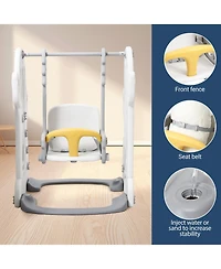 gaomon 7 in 1 Toddler Slide and Swing Set with Slipping Slope Basketball Hoop Soccer Golf Ring Toss Game