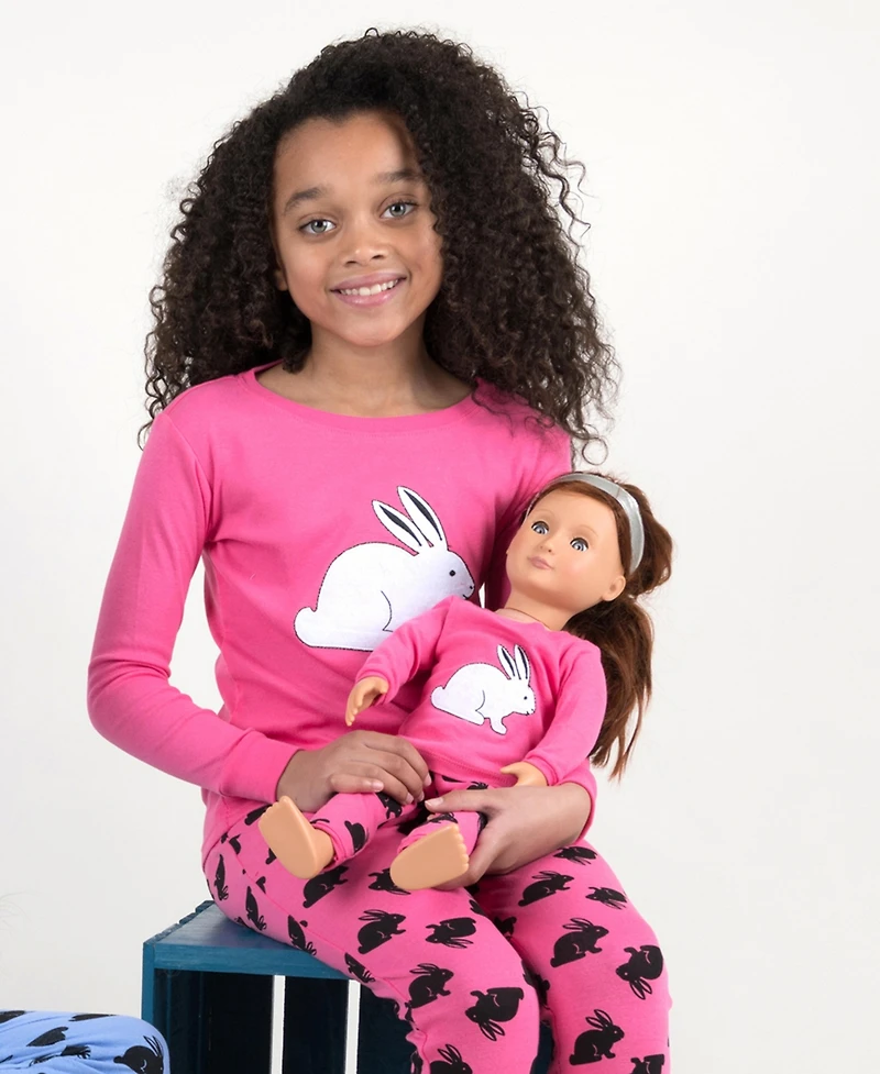 Leveret Girls & Doll Matching 100% Cotton Long Sleeve Animal Print Pajamas