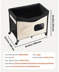 Cozito Xl Elevated Foldable Bunk Pet Bed with Wheels, Side Storage and Carry Bag