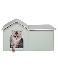 Aostirmotor Heated Cat House, Foldable Kitty Shelter with Warm Heated Pad for Outdoor & Indoor Use