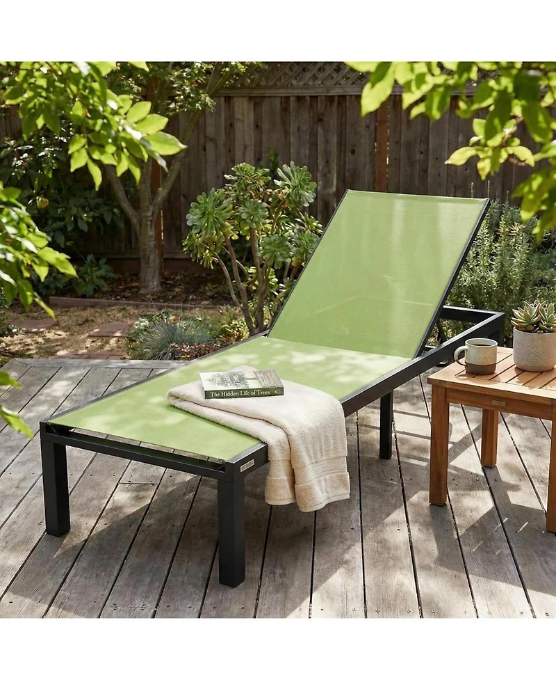 LeisureMod Marlin Patio Chaise Lounge Chair With Aluminum Frame
