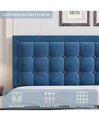 gaomon King Size Square Platform Bed Metal Frame-Wood Slat Support-No Box Spring Needed-Easy Assembly