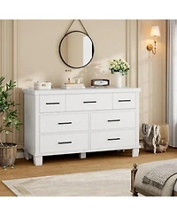 gaomon 7 Drawer Wide Wood Dresser with Metal Handles, Modern Storage Cabinet for Bedroom, Hallway