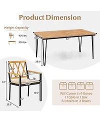 Gymax 7 Pcs Patio Dining Set With 2'' Umbrella Hole and Seat Cushions for Garden