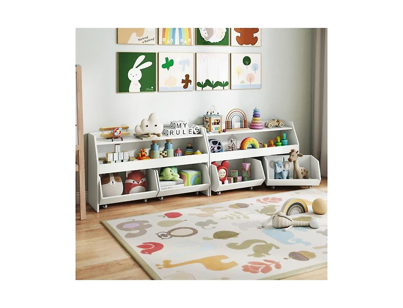 Slickblue Wooden Kids Bookcase and Toy Organizer with 2 Drawers