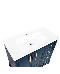 Sillysis 35.6" Rectangular Ceramic Bathroom Sink, Modern Vessel Basin with Overflow for Vanity Countertop