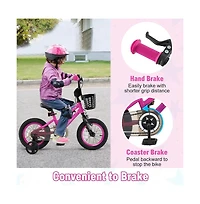Hongge 12 Inch Kids Bike Adjustable Bicycle with Front Basket for Children Aged 3-4 Years Old