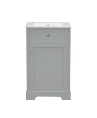 Sillysis 20" Bathroom Vanity with Ceramic Sink, Soft Closing Door & Storage Rack, Freestanding Cabinet for Small Bathrooms