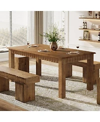 Tribesigns 63-Inch Solid Wood Dining Table for 6, Farmhouse Kitchen Table, Rectangular Wood Dinner Table for Dining Room, Living Room