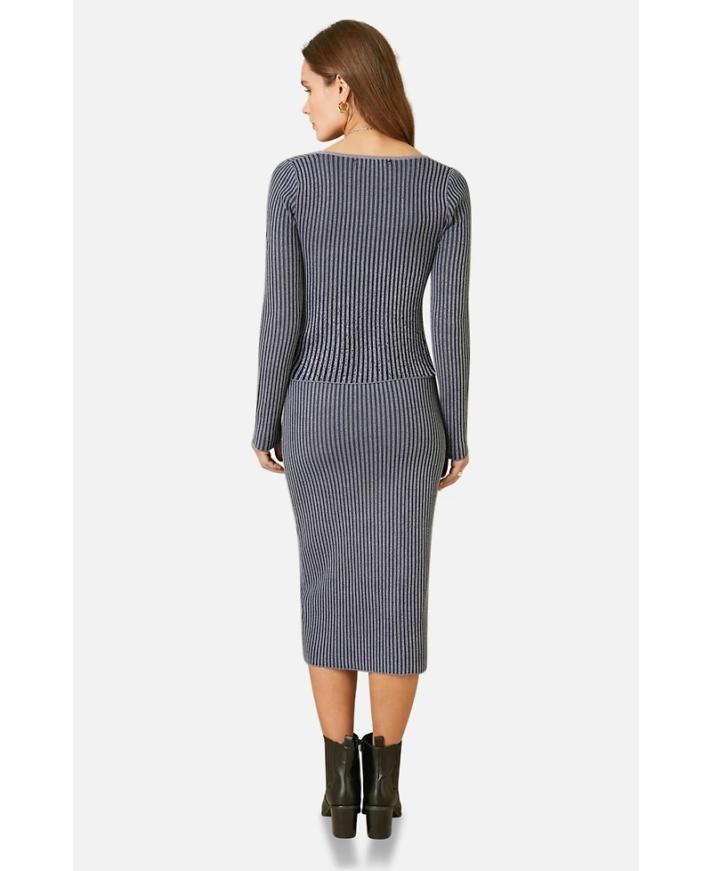 Yumi Women's Sweetheart-Neck Fitted Ribbed Knit Top