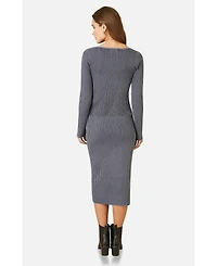 Yumi Women's Sweetheart-Neck Fitted Ribbed Knit Top