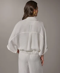 Donna Karan New York Women's Collared Neck Buton-Front Shirt Jacket