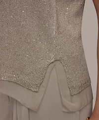 Donna Karan New York Women's Sequin Scoop Neck Sweater