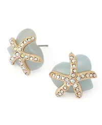 Betsey Johnson Faux Stone Starfish Heart Stud Earrings