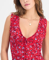 Madden Girl Juniors' Printed Ruched Sleeveless Top