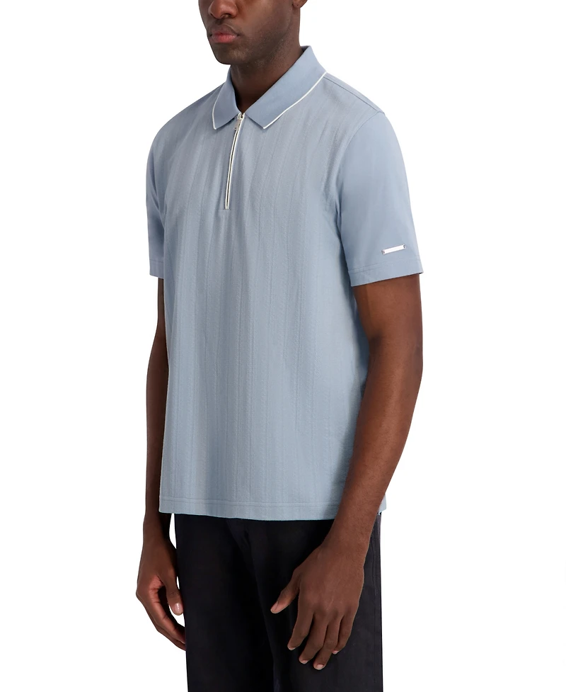 Karl Lagerfeld Paris Men's Short-Sleeve Regular-Fit Textured Polo T-Shirt