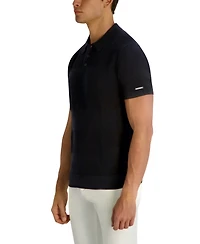 Karl Lagerfeld Paris Men's Short-Sleeve Regular-Fit Spread Collar Polo Sweater