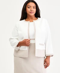 Kasper Plus Colorblocked Cardigan Jacket
