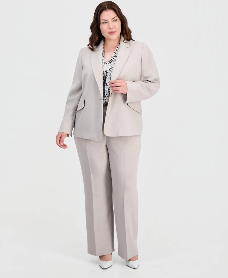 Kasper Plus Notched-Lapel Single-Button Blazer