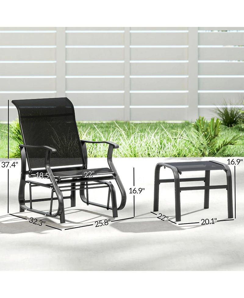 Outsunny Outdoor Glider with Ottoman, High Back Patio Glider Set