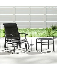 Outsunny Outdoor Glider with Ottoman, High Back Patio Glider Set