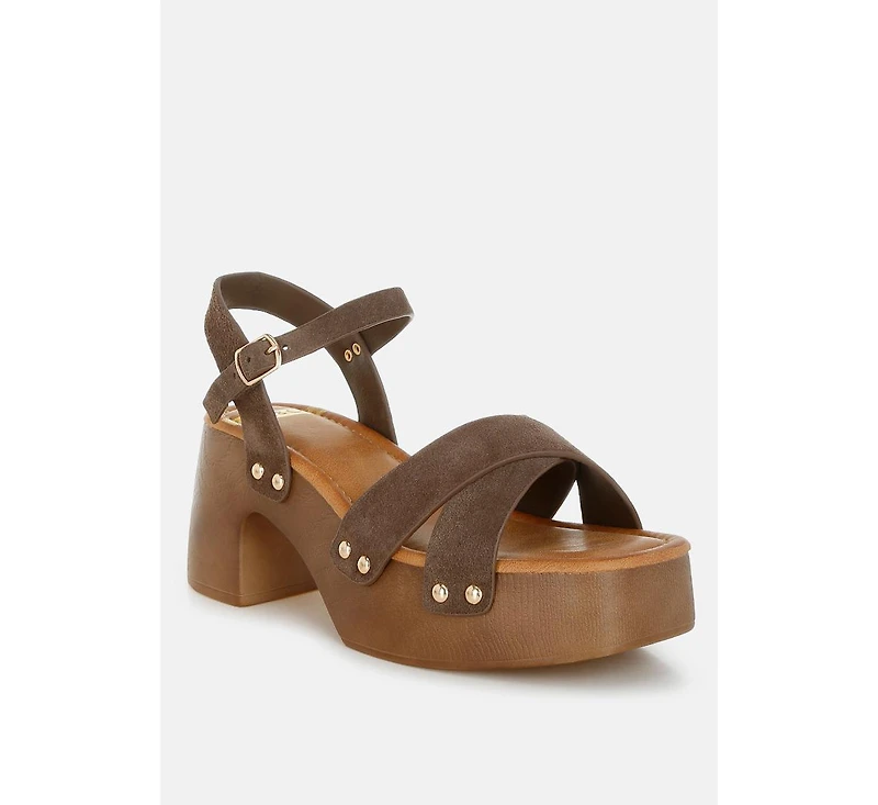 Pikansa Studded Real Suede Clog Sandals