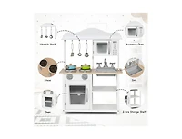 Wooden Pretend Play Kitchen Set for Kids with Accessories and Sink