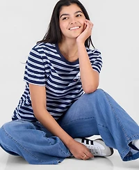 Peanuts Juniors' Snoopy Striped Graphic T-Shirt