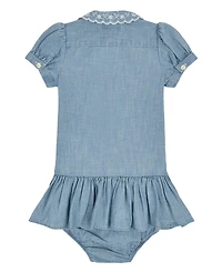 Ralph Lauren Baby Girls' Indigo Cotton Chambray Dress and Bloomer