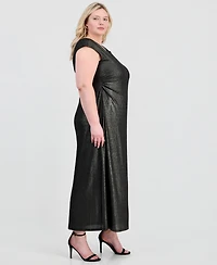 Connected Plus Metallic Cap-Sleeve Dress