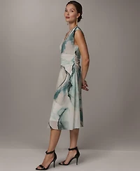 Donna Karan New York Petite Printed V-Neck Midi Dress
