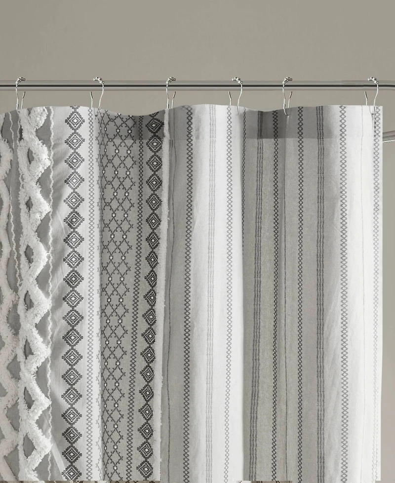Ink+Ivy Imani Stripe Cotton Chenille Shower Curtain, 72" x