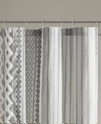 Ink+Ivy Imani Stripe Cotton Chenille Shower Curtain, 72" x