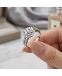 Sterling Silver Cubic Zirconia Circle Solitaire Ring