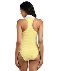 La Blanca Women's Prep & Paddle Collared V-Neck One-Piece Swimsuit