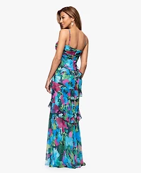 Xscape Women's V-Neck Tiered Gown